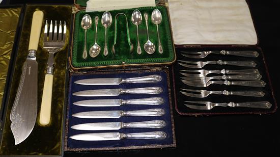 Cased silver and plated sets.